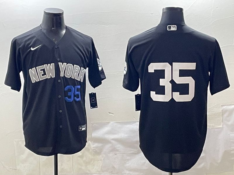 Men New York Yankees #35 No Name Black Game 2025 Nike MLB Jersey style 4